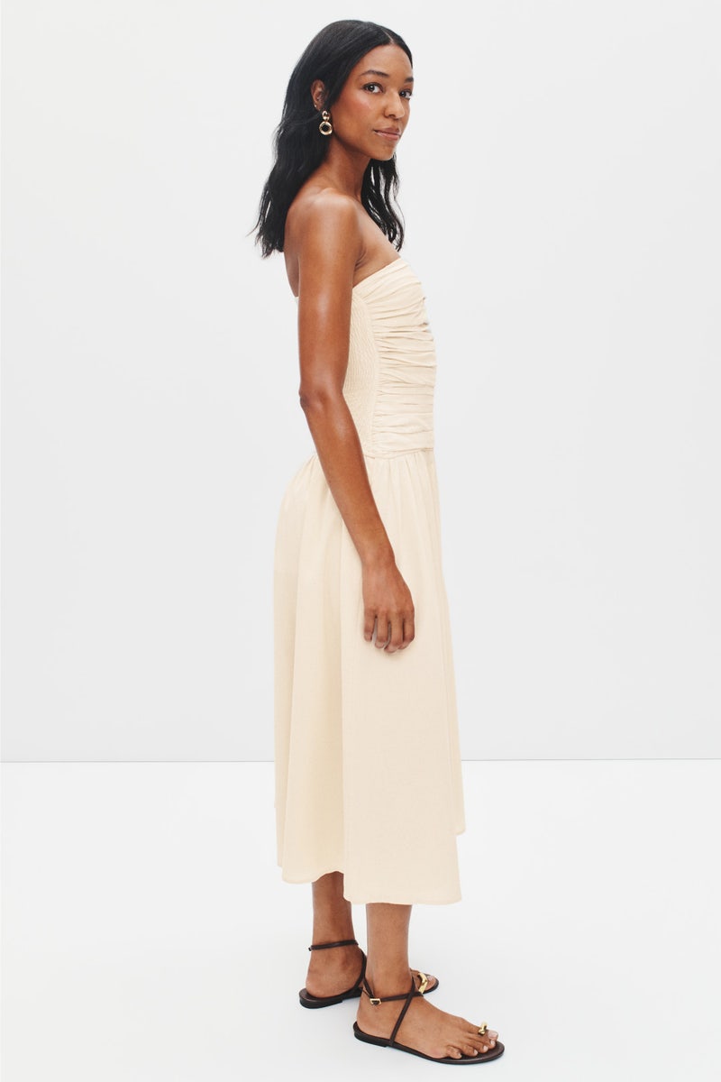 Strapless Ruched Detail Midi Dress by Moon River - Photo 1