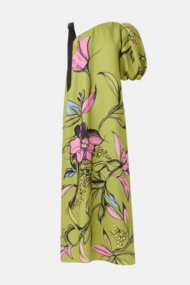 One Sleeve Maxi Dress With Bow Strap by STINE GOYA - Photo 4